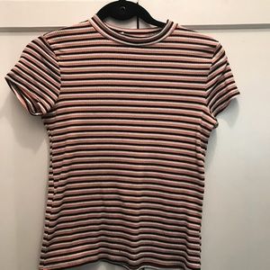 Stripped fitted short sleeve